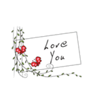 heart shape and flower greeting card（個別スタンプ：15）