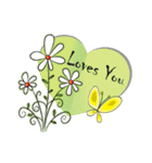 heart shape and flower greeting card（個別スタンプ：24）