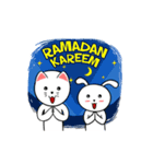 White Weird Cat ＆ Rabbit : Ramadan（個別スタンプ：1）