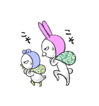 頭巾うさぎと鳥（個別スタンプ：34）