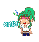 Funny life with girl green hair（個別スタンプ：1）