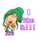Funny life with girl green hair（個別スタンプ：6）