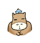 Fat Capybara and Rock bird（個別スタンプ：13）