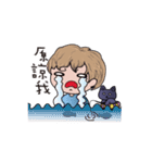 Boy girl and cat（個別スタンプ：24）