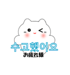 韓国語のかわいい白猫（韓国語と日本語）（個別スタンプ：3）