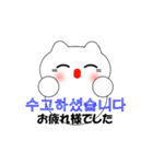 韓国語のかわいい白猫（韓国語と日本語）（個別スタンプ：4）