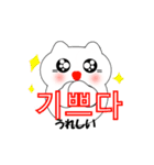 韓国語のかわいい白猫（韓国語と日本語）（個別スタンプ：16）