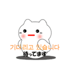 韓国語のかわいい白猫（韓国語と日本語）（個別スタンプ：22）