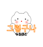 韓国語のかわいい白猫（韓国語と日本語）（個別スタンプ：23）