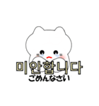 韓国語のかわいい白猫（韓国語と日本語）（個別スタンプ：24）