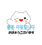 韓国語のかわいい白猫（韓国語と日本語）（個別スタンプ：33）
