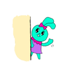 派手色ブルーうさぎちゃんのミント（個別スタンプ：6）