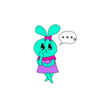 派手色ブルーうさぎちゃんのミント（個別スタンプ：13）