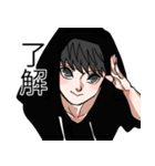 黒パーカーのクロくん（個別スタンプ：2）