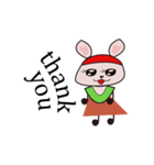 Cute Red Hat Rabbit（個別スタンプ：1）