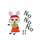 Cute Red Hat Rabbit（個別スタンプ：7）
