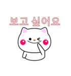 白ネコからのメッセージ(韓国語)（個別スタンプ：14）