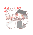 White rabbit girl ＆ Black cat girl（個別スタンプ：26）