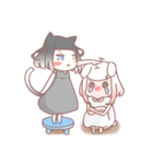 White rabbit girl ＆ Black cat girl（個別スタンプ：28）