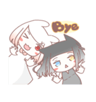White rabbit girl ＆ Black cat girl（個別スタンプ：32）