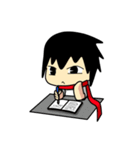 Young Anda red scarf and girlfriend（個別スタンプ：3）