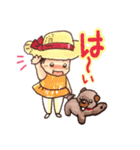 麦わら帽子の女の子と子犬の夏（個別スタンプ：1）