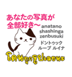 面白い猫日本語タイ語（個別スタンプ：5）