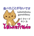 食いしん坊な猫日本語タイ語（個別スタンプ：17）