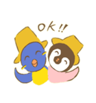 麦わらペンギンの親子（個別スタンプ：1）
