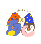麦わらペンギンの親子（個別スタンプ：3）