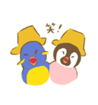 麦わらペンギンの親子（個別スタンプ：7）
