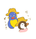 麦わらペンギンの親子（個別スタンプ：9）