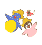 麦わらペンギンの親子（個別スタンプ：13）