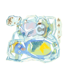麦わらペンギンの親子（個別スタンプ：14）