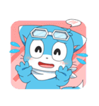 出てこい 青い小犬（個別スタンプ：9）
