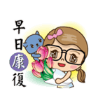 Girl and blue cat-2（個別スタンプ：18）