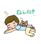 男の子とヨークシャーテリア2（個別スタンプ：32）