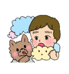 男の子とヨークシャーテリア2（個別スタンプ：36）