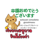 お祝い猫日本語タイ語（個別スタンプ：10）