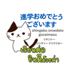 お祝い猫日本語タイ語（個別スタンプ：13）
