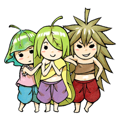 [LINEスタンプ] Happy 3 Leafs (Eng)