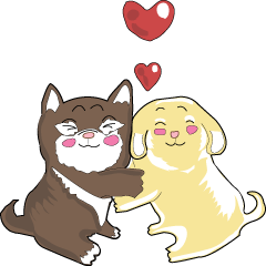 [LINEスタンプ] 2 dog and the beautiful