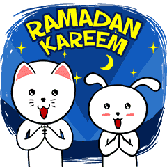 [LINEスタンプ] White Weird Cat ＆ Rabbit : Ramadanの画像（メイン）