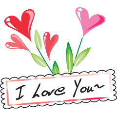 [LINEスタンプ] heart shape and flower greeting card1