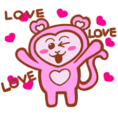 [LINEスタンプ] lovely pink monkey