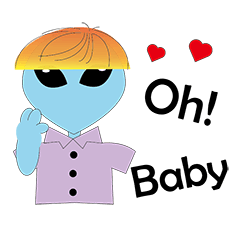 [LINEスタンプ] UFO small blue