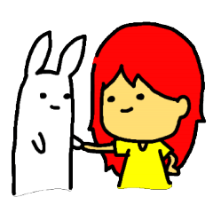 [LINEスタンプ] red hair girl ＆ Mr. Radish cake