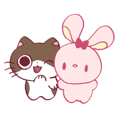 [LINEスタンプ] ねこのぶっことうさぎのうしゃぴ