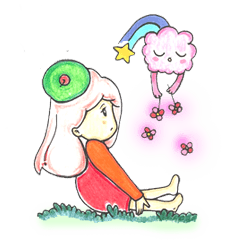 [LINEスタンプ] jelly girls and pink cotton ball