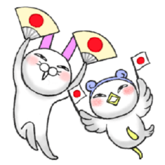 [LINEスタンプ] 頭巾うさぎと鳥